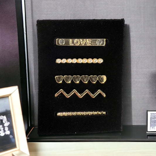 5 Piece Gold Love N Hearts Watch Charm Set