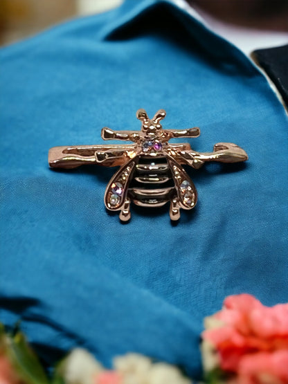 Jumbo Rose Gold Rhinestone Bee Watch Band