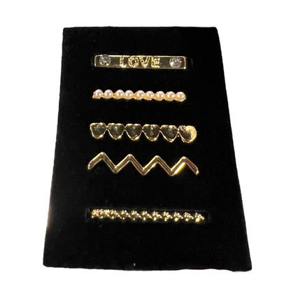 5 Piece Gold Love N Hearts Watch Charm Set