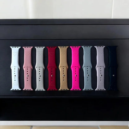 Presley Solid Engraved Silicone Apple Watch Bands